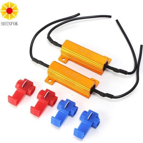 2pcs 50W 6Ohm Car LED DRL Fog Turn Singal Load Resistor Fix LED Bulb Fast Hyper Reverse Light 1156 1157 3156 3157 7440 7443