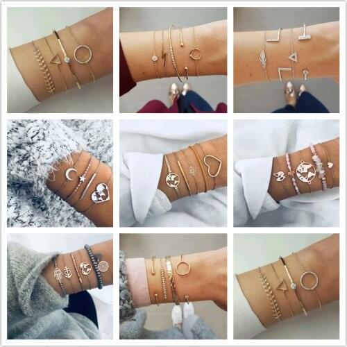 20 Styles Mix Turtle Heart Pearl Leaf Bead Shell Crystal Marble Charm Bangle For Women Boho Tassel Bracelet Jewelry Wholesale