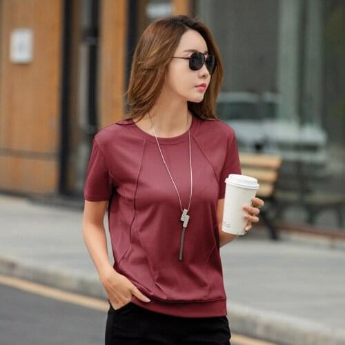 2020 Summer New Women Short Sleeve O-neck Cotton T Shirt Tops Casual Office Lady Loose Tops Tee Shirt