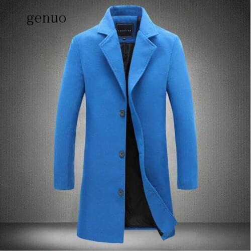 2020 Autumn And Winter New Mens Solid Color Casual Business Woolen Coats / Mens High-end Brand Slim Long Woolen Coat Male Jacket
