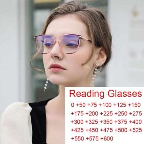 2021 Luxury Brand Cat Eye Reading Glasses Plus 0 to +6.0 Glitter Side Womens Eyeglasses Frame Computer Anti Blue Light Glasses