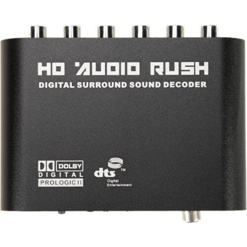 5.1 CH Audio Decoder SPDIF Coaxial to RCA DTS AC3 Digital to 5.1 Amplifier Analog Converter with Power Adapter and Optical Cable