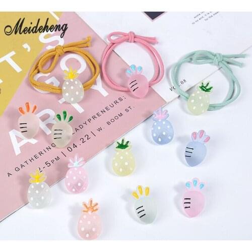 Acrylic Rubber Fruit Pineapple Carrot Beads for Jewelry Making Keychain DIY Handmade kids Hair Rope Accessories