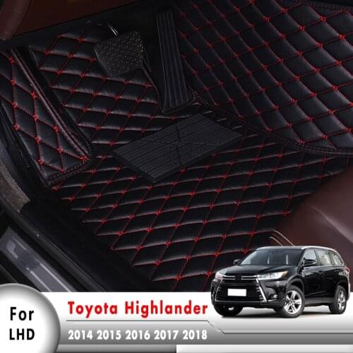 Car Floor Mats For Toyota Highlander XU50 Kluger 2014 2015 2016 2017 2018 2019 5seats Leather Carpets Auto Interior Accessories
