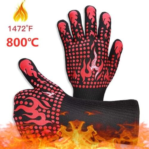 One Piece BBQ Gloves High Temperature Resistance Oven Mitts 500 800 Degrees Fireproof Barbecue Heat Insulation Microwave Gloves