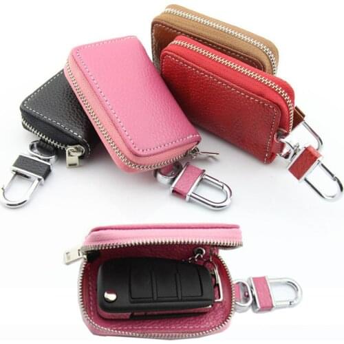 1 Pc Solid Color Car Key Case Key Holder Leather Men Women Key Bag Small Key Wallet Keychain Wallet Housekeepers Organizer