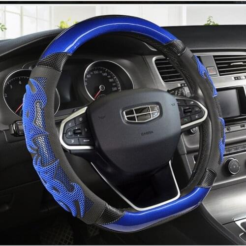 D Shape Steering Wheel Cover Microfiber Leather for Geely Atlas Emgrand EC7 Coolray VW Golf 7 Hyundai Santa fe 2014-2020