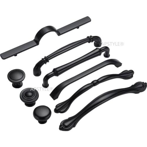 Zinc Alloy Black Modern U Type Cupboard Cabinet Handle Door Closet Pull Kitchen Drawer Hardware Dooroom Knob