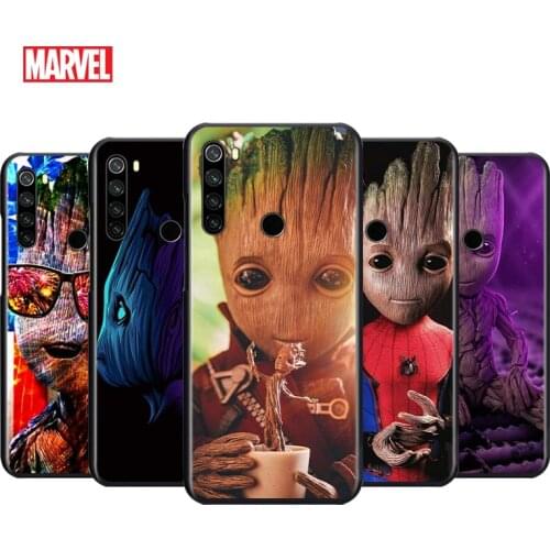 Cute Marvel Groot For Xiaomi Redmi Note 4 4X 5 5A 6 7 8 8T 7S 9S 9T 10 10S 5G Pro Prime Max Balck Soft Silicone Phone Case