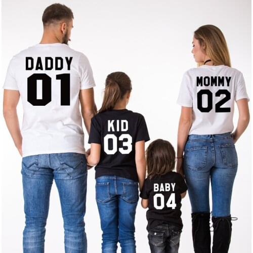 DADDY MOMMY KID BABY Funny Letter Print Number Tops Tees Summer Fashion tshirt Family Matching Clothes Family Look Cotton Tshirt