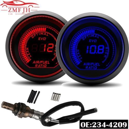 52mm Air Fuel Ratio Gauge Blue/Red Dual Led Color Digital With 4 WIRES Oxygen Sensor Car Gauge Fit for 12V Car For Toyota