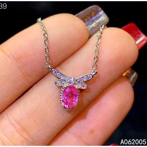 KJJEAXCMY Fine Jewelry 925 Sterling Silver inlaid Natural pink sapphire Female Miss Woman new Pendant Necklace trendy