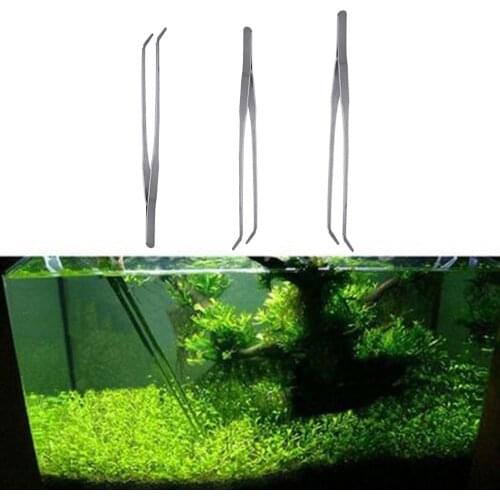 1Pcs Elbow Stainless Steel Tank Tweezers Pliers Aquarium Tool Fish Aquatic Plants Forceps Clip Aquarium Cleaning Tool Fish Tool