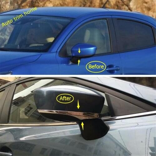 Lapetus ABS Chrome Exterior Refit Kit Door Rearview Mirror Strip Cover Trim 2 Piece / Set Fit For Mazda 2 Demio 2015 - 2019