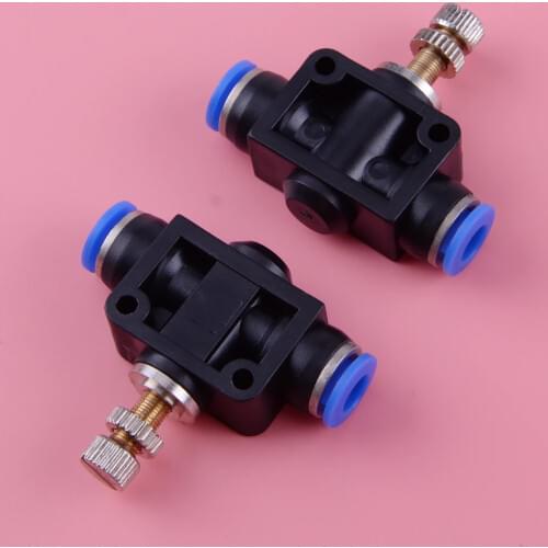 LETAOSK New 2Pcs 6mm 1/4" OD Air Flow Speed Controller Valve Pneumatic Push In Fitting Air Hose Tube
