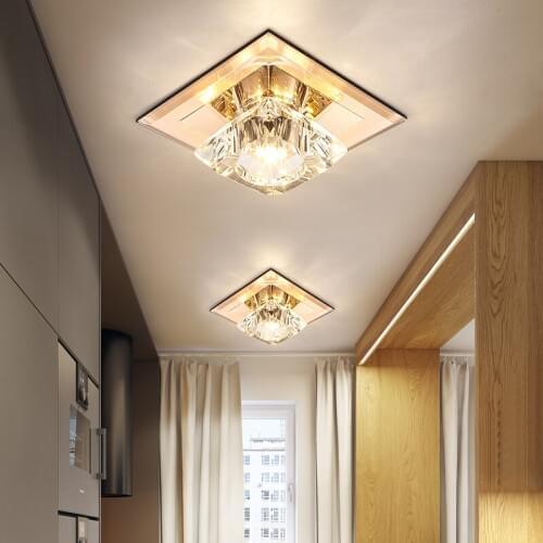 LukLoy Modern Crystal Ceiling Spotlight Colored Light Surface Mounted Spot Lights Embedded Downlight Crystal Recessed Down Light