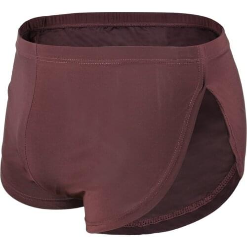 Mens solid Boxer Shorts Pajamas Side Split Gay Underwear Shorts Underpants Sexy Cueca Homme Fashion Sleepwear men boxers