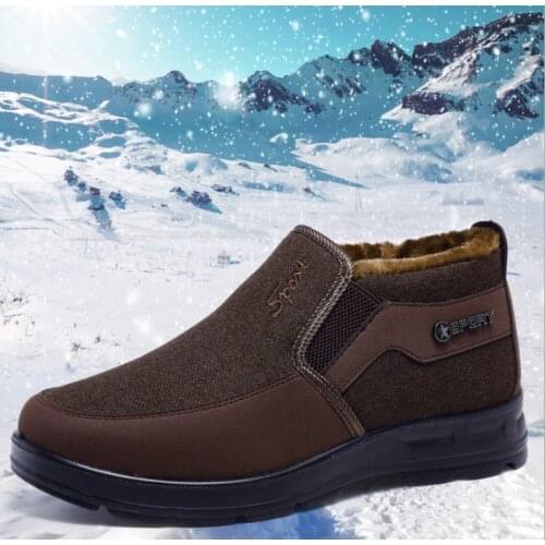 Winter mens old Beijing cotton boots with velvet warm non - slip soft - sole boots