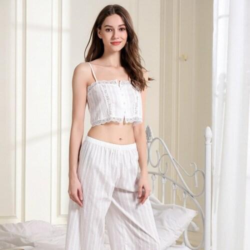 Summer New Pajamas Sexy Suspenders Trousers Loose and Comfortable Home Service Pajamas for Women Sexy Lingerie Sleep Tops