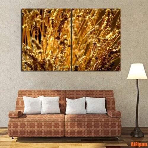 Autumn Weeds Unframed Canvas Painting Digital Print House Decor Background Wall Art 2 Pieces/Set Landscape Modern Printing