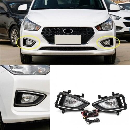 JanDeNing Car Front Bumper Fog/Driving Lights Fog Lamp +Switch+Harness For Hyundai Verna 2017 2018