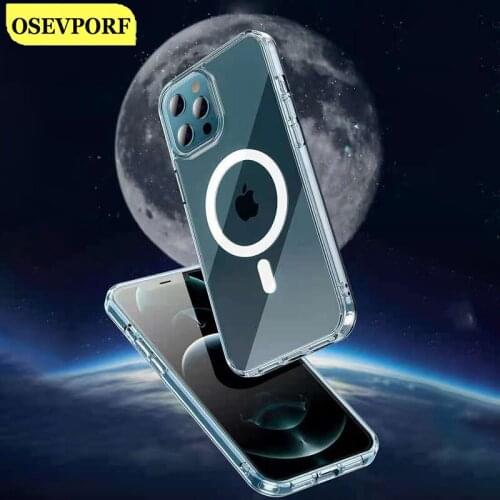 For Magsafe Clear Case For iPhone 12 Pro Max 12Mini 11 Pro Max X XS XR Magnetic Capinha For Magsafe Wireless Charging Back Cover