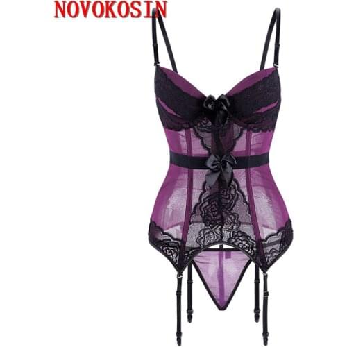 Plus Size New Sexy Lace Corset and Bustier With Cup Girdle Set With Straps Belt Breathable Tulle Fabric High Elasticity Lingerie
