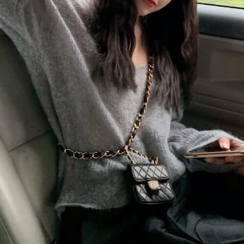 Real Leather Plaid Bags Famous Designer Chain Belt Messenger Bag Chest Packs Purses And Handbags For Travel Sheep Leather Bags