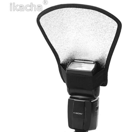 2-in-1 Silver/White Camera Flash Diffuser Softbox Photo Flash Light Reflector For Canon Nikon Sony Cameras Size 11*18*20cm