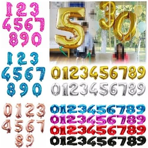 32 inch Gold Black Number Balloon Wedding Decor Pink Foil Number Balloons Blue Number Shaped Balloons 0-9 Helium Number Balloons