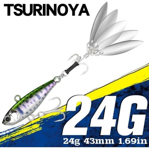 TSURINOYA 360° VIB Spinner Sinking Bait 24g 43mm TA Fishing Lure Spoon Jig Head Saltwater Seabass Mackerel Metal Hard Bait