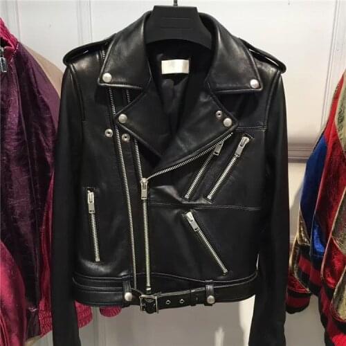 Leather real genuine ladies women lambskin jacket