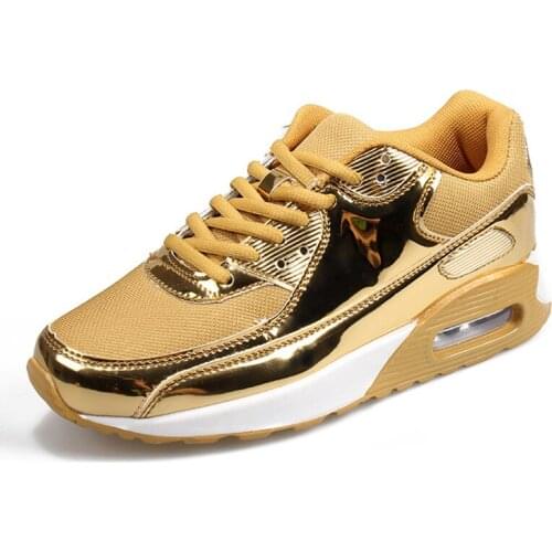 Womens Casual Shoes Breathable Fashion Sneakers For Women Outdoor Sports Shoes Golden Silver Air Shoe