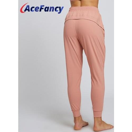 Acefancy Womens Sports Pants With Pocket T2131 Casual Loose Jogger Pants For Woman Soft Leggings Sport Women Fitness Activewear