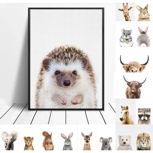 Giraffe Bunny Elephant Canvas Child Poster Nursery Wall Art Picture Print Forest Animal Painting Nordic Kid Baby Bedroom Decor