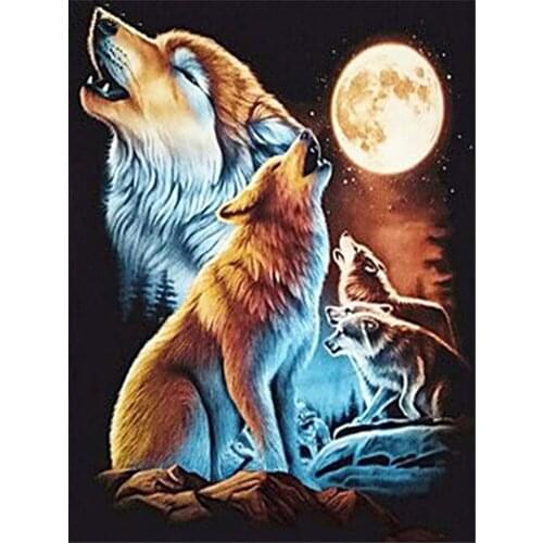 Animal Wolf DIY 11CT Embroidery Cross Stitch Kits Craft Needlework Set Printed Canvas Cotton Thread Home Decoration New Sale