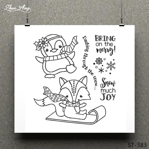 ZhuoAng Winter Animals Clear Stamp for Scrapbooking Rubber Stamp Seal Paper Craft Clear Stamps Card Making