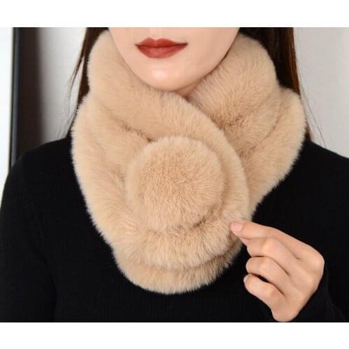 Winter Thick Plush Scarf Women Faux Rabbit Fur Three Tube Protect Cervical Spine Cycling False Collar Neck Guard Warm Snood Q19