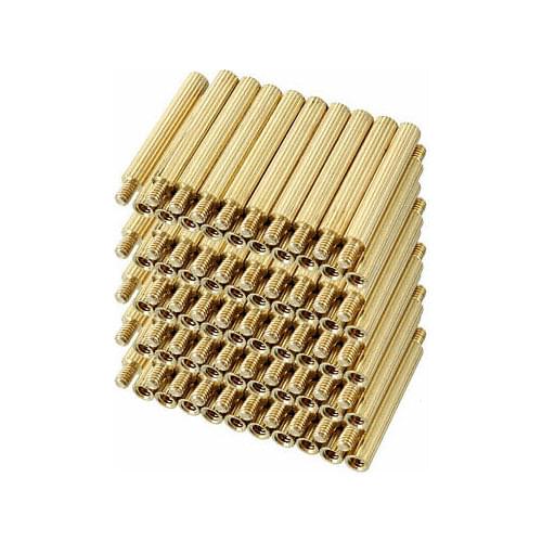 100pcs M2 18+3mm Male Thread Brass Round Standoff Spacer Screw PCB Pillar