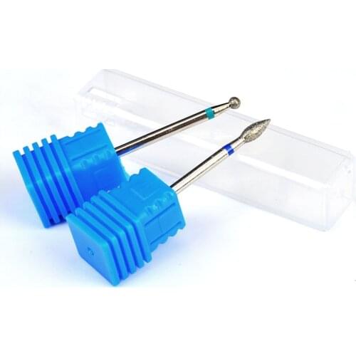 2PCS 3/32" Cuticle Clean Diamond Burr Nail Drill Files Rotary Spherical Milling Cutter for Manicure Pedicure Bit Tool