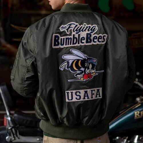2021 WW2 USAFA Bumble Bees Patched Military Winter Bomber Jacket Men Pilot Flight Jackets Coats Warm