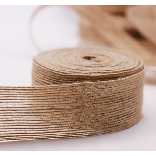 5yard Natural Jute Burlap Rolls Hessian Ribbon Vintage Rustic Packaging Ribbon Bow For Wedding Decorations