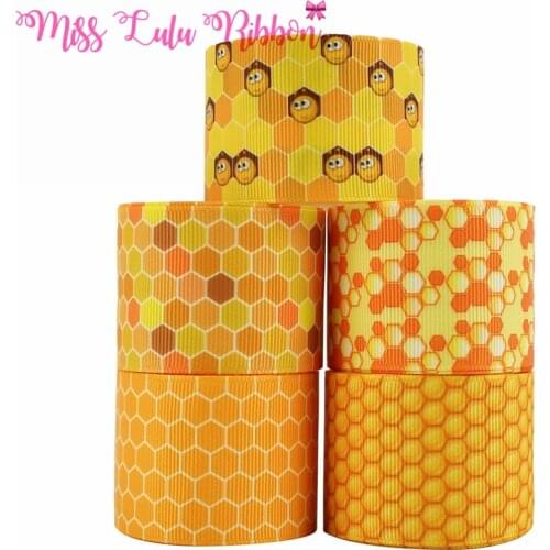 7/8"22mm.1"25mm,1-1/2"38mm Honeycomb Ribbon Elastic Band Printed Grosgrain Ribbon For Handmade Bow/Party Decoration 50 Yards
