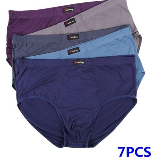 7PCS New Mens solid Modert briefs underwear men underpants plus size 6XL 7XL 8XL breathable briefs plus size for fat