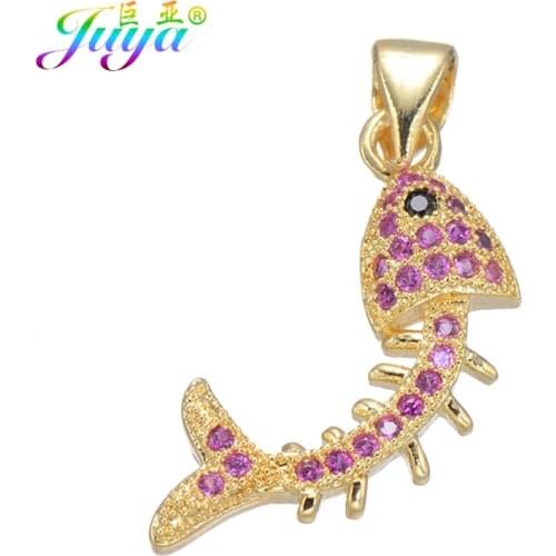 Ali Moda Micro Pave Colorful Zircon Fish Suspension Pendant Charm Necklace For Thanksgiving day CHRISTMAS GIFT