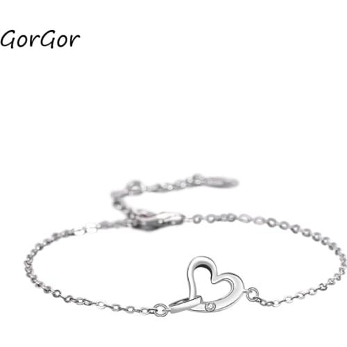 GorGor Bracelets Women 925 Sterling Pattern Heart Shape Mosaic Zirconia Exquisite Temperament Anniversary Trendy Jewelry L502