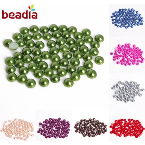 Size 8mm 200pcs Half Round Flatblack ABS Pearl Beads For Handmade DIY Scrapbook Photo Decoration Beads For DIY Jewelry Making
