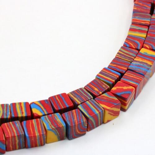 Block shape rainbow striped Turkey Stone 8mm loose beads DIY Manual Make Design accessories women jewelry design gift 15"