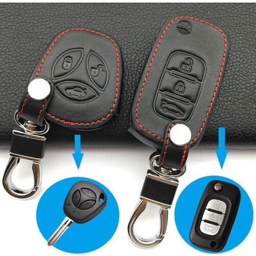 Exquisite Genuine Leather Case Cover Key For Sport Sedan Lada Priora Kalina Granta Vesta X-Ray X-ray 3 buttons protect shell