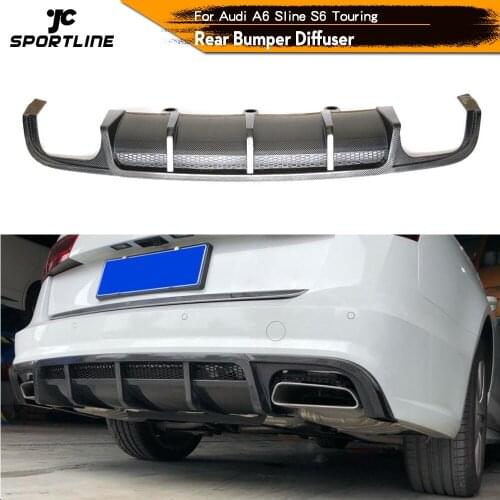 Rear Bumper Diffuser Lip Spoiler Splitters For Audi A6-SLINE S6 Touring 2015 - 2018 Carbon Fiber Rear Bumper Guard